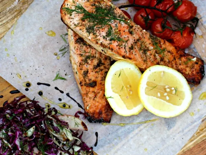 Baked salmon with fennel & tomatoes
